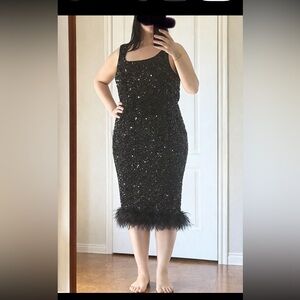 Black Sequin Sleeveless Cocktail Dress